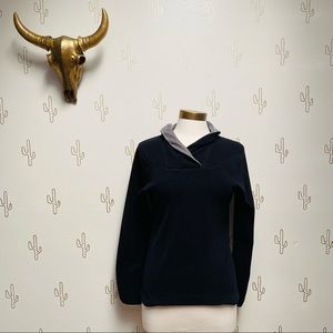 Prana Womens Long Sleeve Cowl Neck Black Gray Fleece Pullover Jacket Size Small